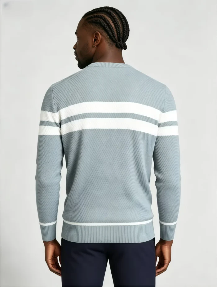 Modern Fit Striped Contrast Crew Neck Knit - Image 17