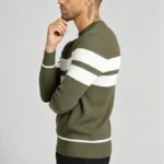 Modern Fit Striped Contrast Crew Neck Knit - Image 30