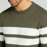 Modern Fit Striped Contrast Crew Neck Knit - Image 29