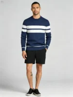 Modern Fit Striped Contrast Crew Neck Knit - Image 22