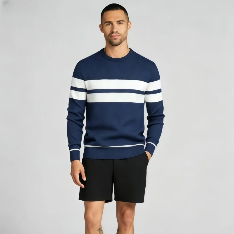 微信图片_20260611102313_1836_4 Modern Fit Striped Contrast Crew Neck Knit - Image 1