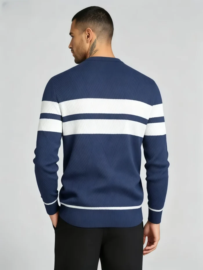 Modern Fit Striped Contrast Crew Neck Knit - Image 25