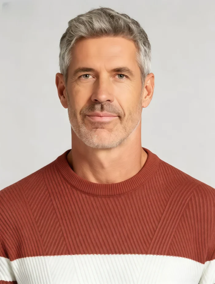 Modern Fit Striped Contrast Crew Neck Knit - Image 28