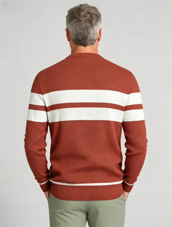 Modern Fit Striped Contrast Crew Neck Knit - Image 29