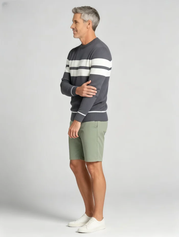 Modern Fit Striped Contrast Crew Neck Knit - Image 31