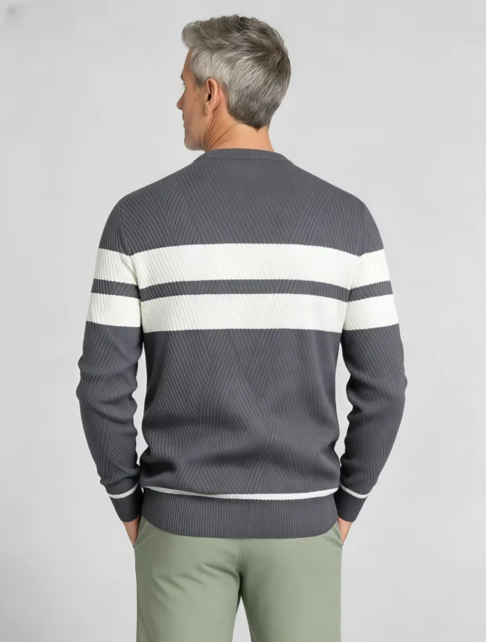 Modern Fit Striped Contrast Crew Neck Knit - Image 33