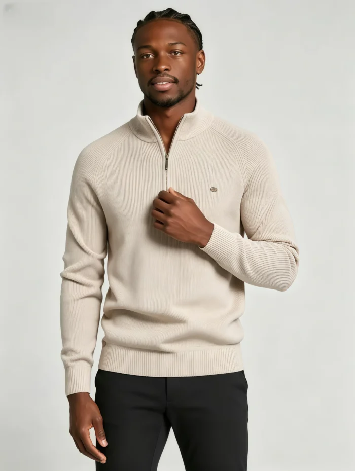 Modern Fit Half-Zip Mandarin Collar Sweater - Image 2