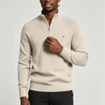 Modern Fit Half-Zip Mandarin Collar Sweater - Image 52
