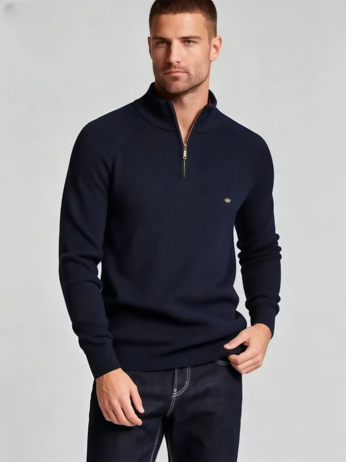 Modern Fit Half-Zip Mandarin Collar Sweater - Image 10