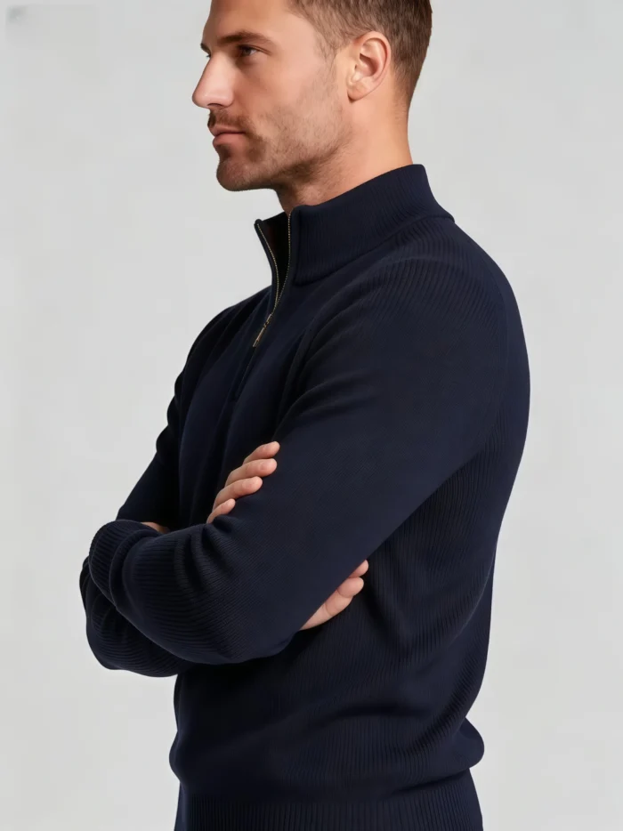 Modern Fit Half-Zip Mandarin Collar Sweater - Image 11