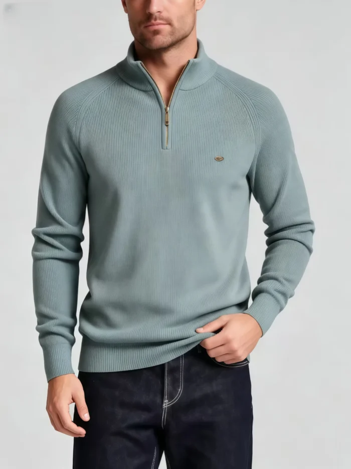 Modern Fit Half-Zip Mandarin Collar Sweater - Image 14