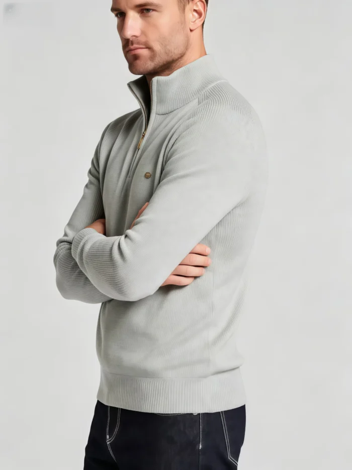 Modern Fit Half-Zip Mandarin Collar Sweater - Image 19