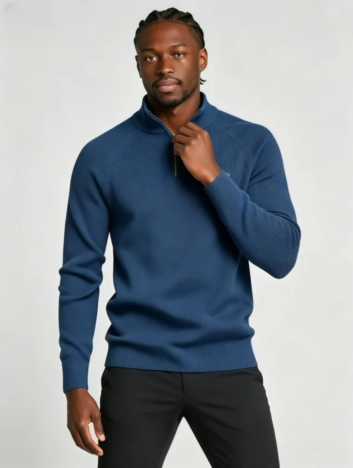 Modern Fit Half-Zip Mandarin Collar Sweater - Image 22