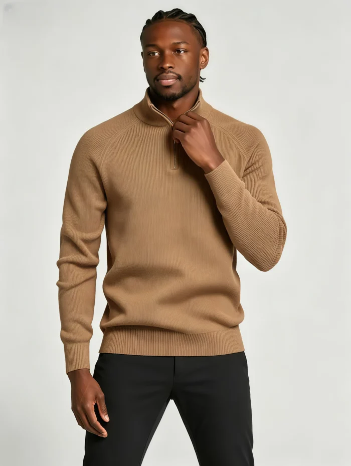 Modern Fit Half-Zip Mandarin Collar Sweater - Image 26