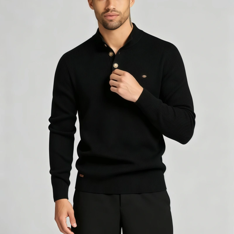 微信图片_20260611102830_1877_4 Modern Fit Half-Zip Mandarin Collar Sweater - Image 1