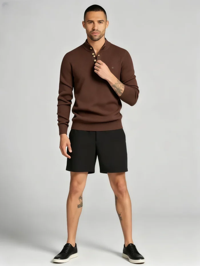 Modern Fit Half-Zip Mandarin Collar Sweater - Image 34
