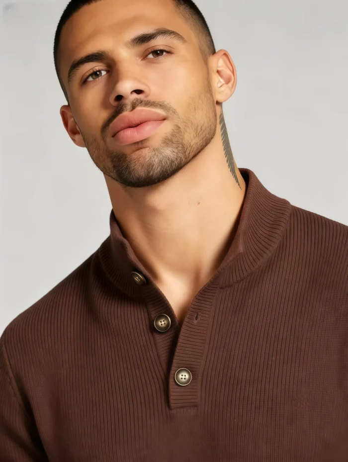 Modern Fit Half-Zip Mandarin Collar Sweater - Image 36