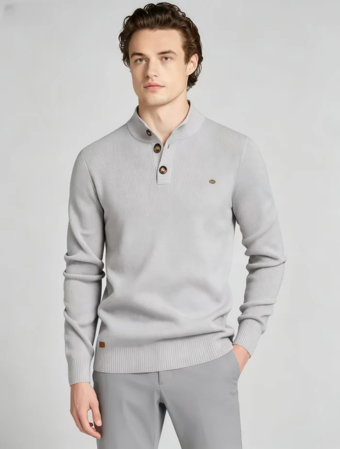 Modern Fit Half-Zip Mandarin Collar Sweater - Image 42