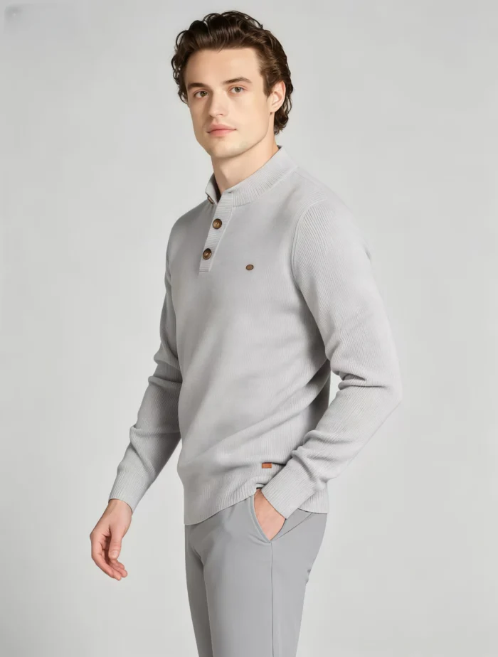 Modern Fit Half-Zip Mandarin Collar Sweater - Image 43