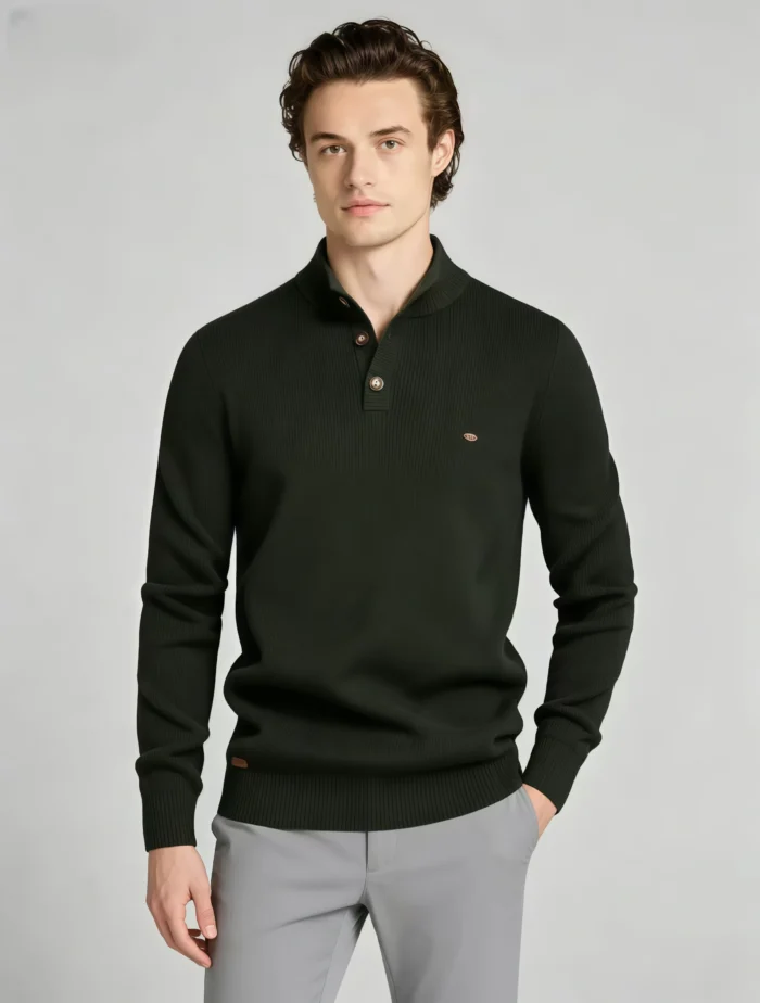 Modern Fit Half-Zip Mandarin Collar Sweater - Image 46