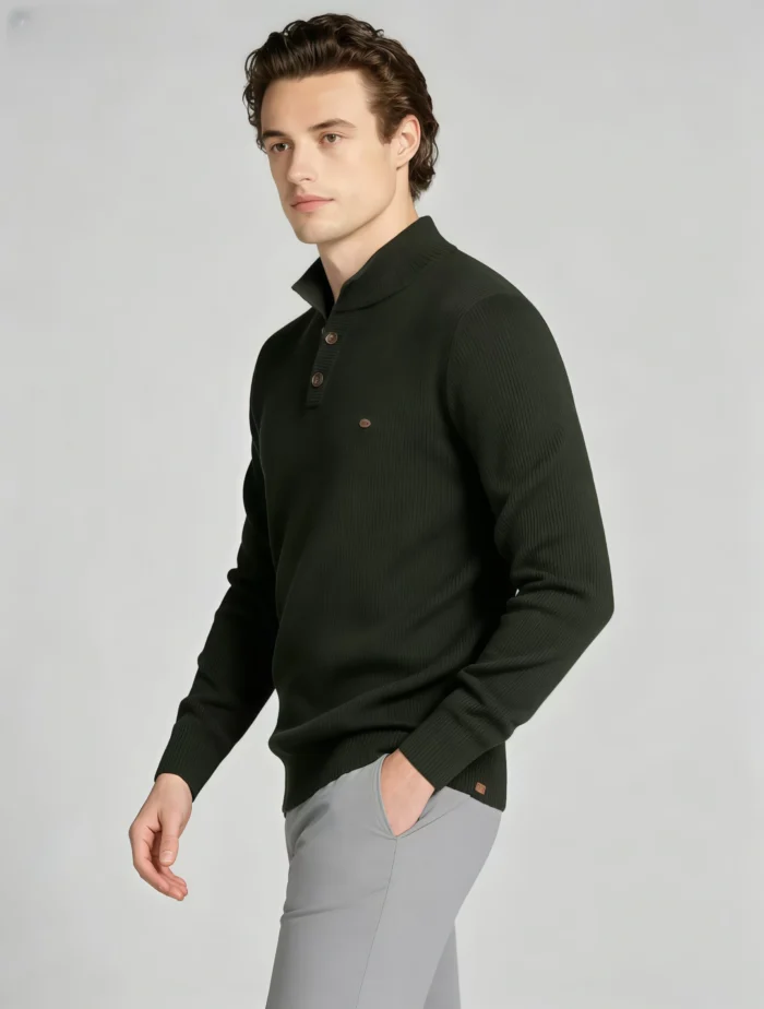 Modern Fit Half-Zip Mandarin Collar Sweater - Image 47