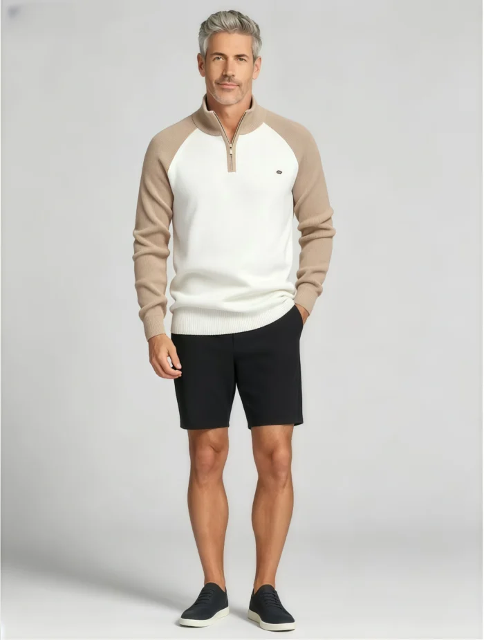 Modern Fit Half-Zip Mandarin Collar Sweater - Image 50