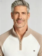 Modern Fit Half-Zip Mandarin Collar Sweater - Image 52