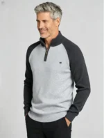 Modern Fit Half-Zip Mandarin Collar Sweater - Image 55