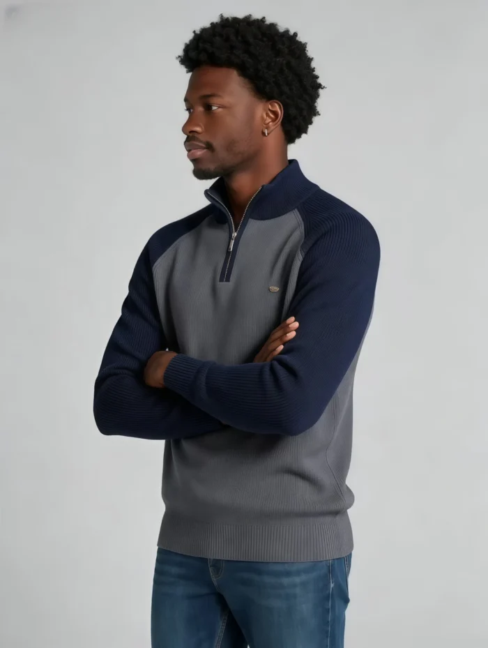Modern Fit Half-Zip Mandarin Collar Sweater - Image 59