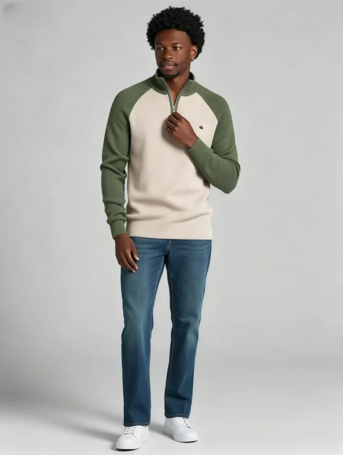 Modern Fit Half-Zip Mandarin Collar Sweater - Image 62