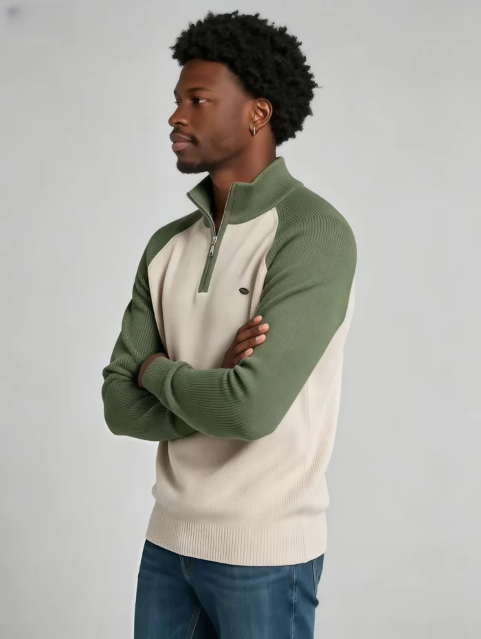 Modern Fit Half-Zip Mandarin Collar Sweater - Image 63
