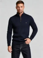 Modern Fit Half-Zip Mandarin Collar Sweater - Image 2
