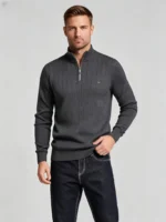 Modern Fit Half-Zip Mandarin Collar Sweater - Image 6