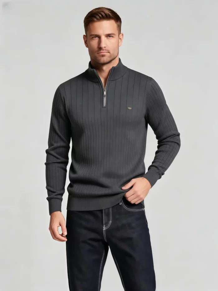 Modern Fit Half-Zip Mandarin Collar Sweater - Image 6
