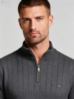 Modern Fit Half-Zip Mandarin Collar Sweater - Image 8
