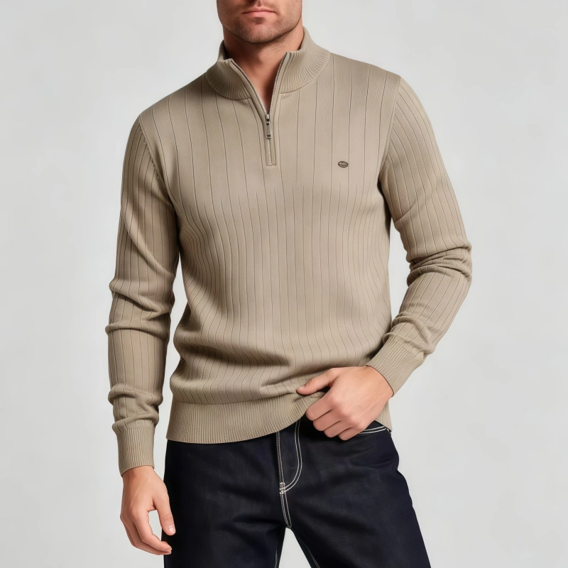 微信图片_20260611103008_1922_4 Modern Fit Half-Zip Mandarin Collar Sweater - Image 1
