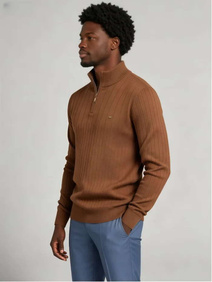 Modern Fit Half-Zip Mandarin Collar Sweater - Image 15