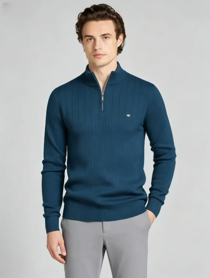 Modern Fit Half-Zip Mandarin Collar Sweater - Image 22