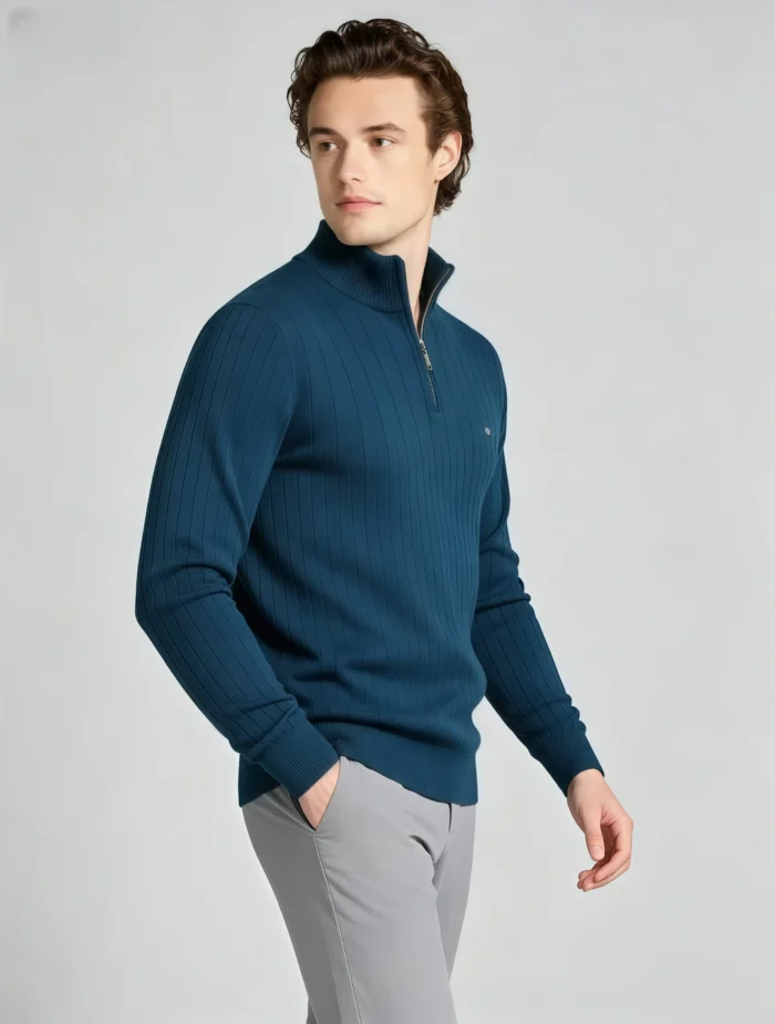 Modern Fit Half-Zip Mandarin Collar Sweater - Image 23