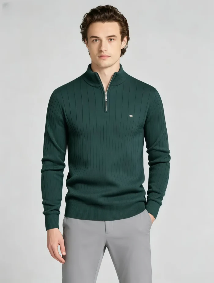 Modern Fit Half-Zip Mandarin Collar Sweater - Image 26