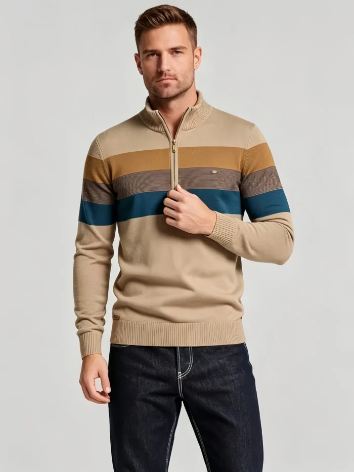 Modern Fit Half-Zip Mandarin Collar Sweater - Image 2