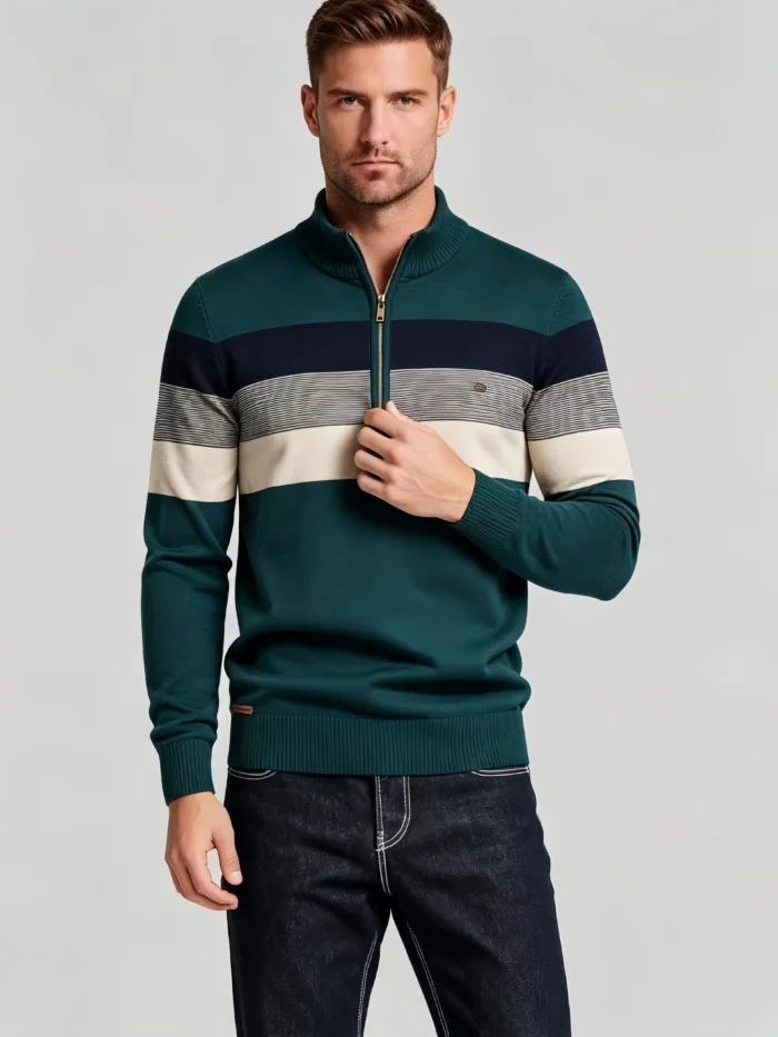 Modern Fit Half-Zip Mandarin Collar Sweater - Image 6