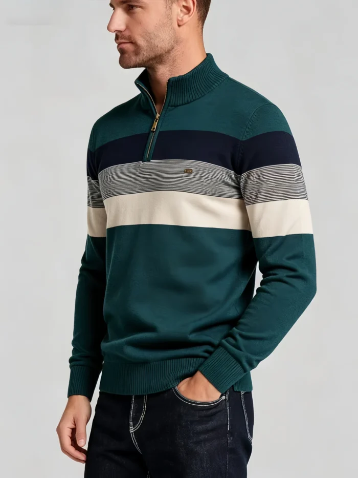 Modern Fit Half-Zip Mandarin Collar Sweater - Image 7