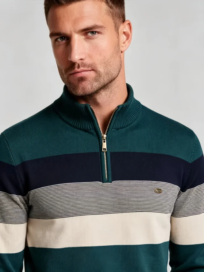 Modern Fit Half-Zip Mandarin Collar Sweater - Image 8