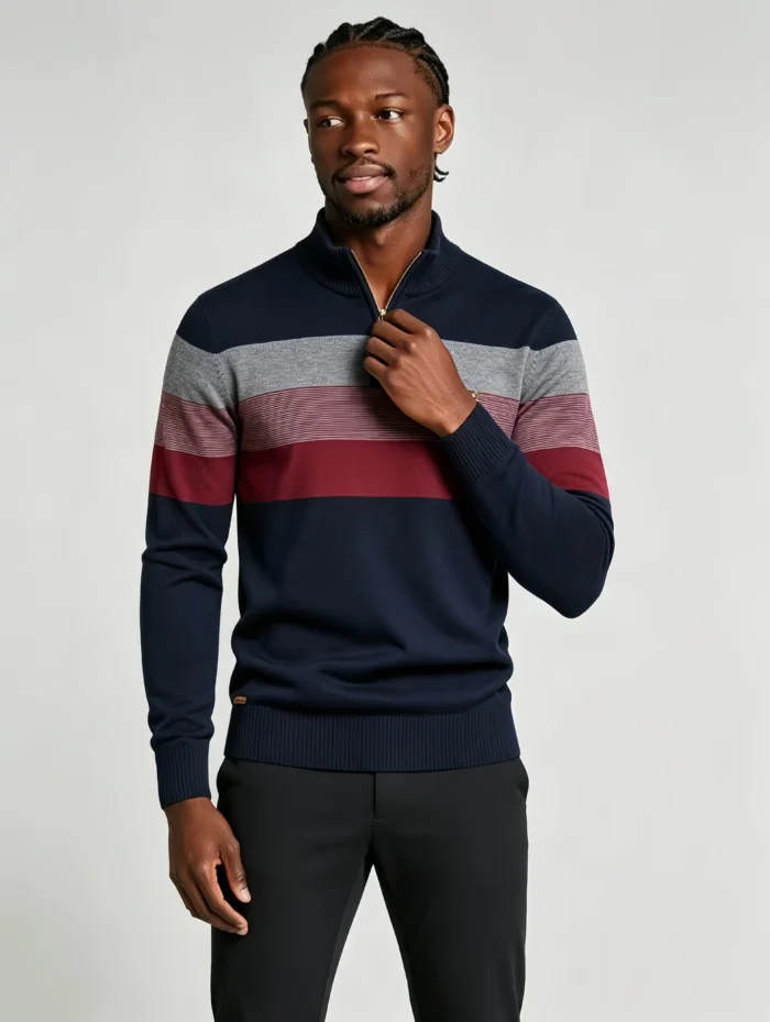 Modern Fit Half-Zip Mandarin Collar Sweater - Image 14