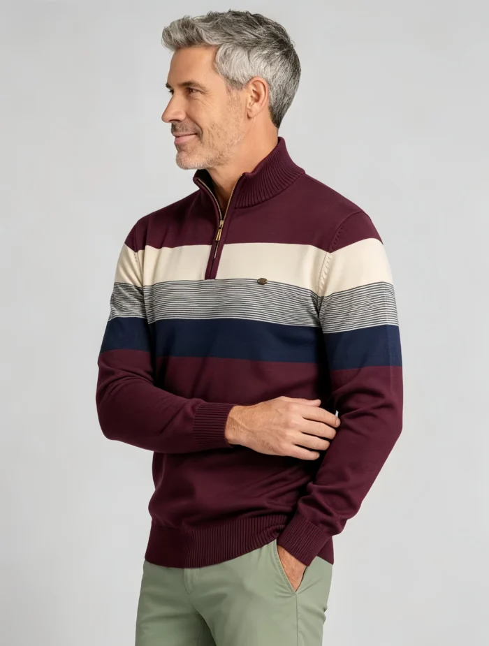 Modern Fit Half-Zip Mandarin Collar Sweater - Image 19