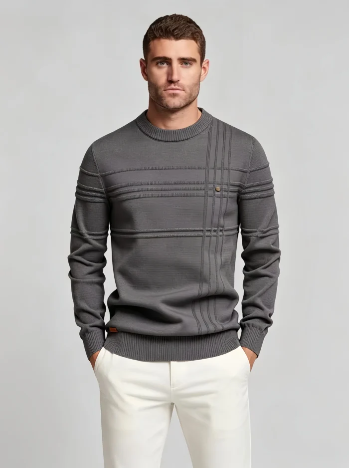 Modern Fit Solid Color Crew Neck Sweater - Image 20