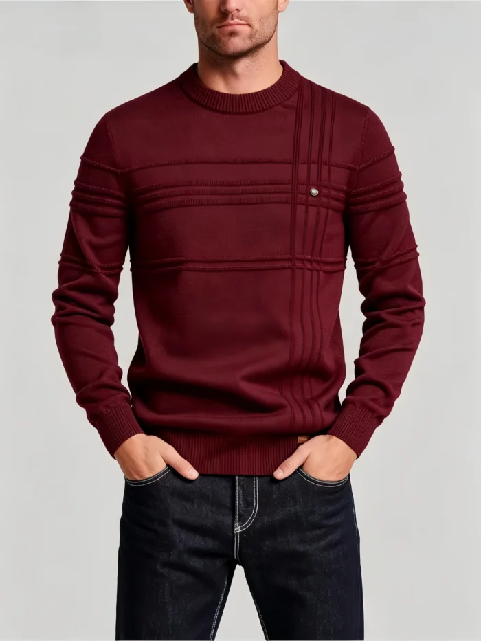 Modern Fit Solid Color Crew Neck Sweater - Image 5