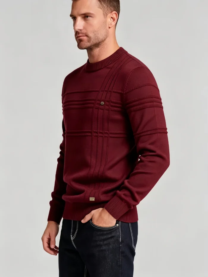 Modern Fit Solid Color Crew Neck Sweater - Image 4