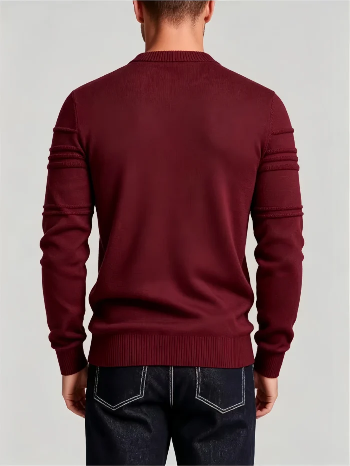 Modern Fit Solid Color Crew Neck Sweater - Image 3